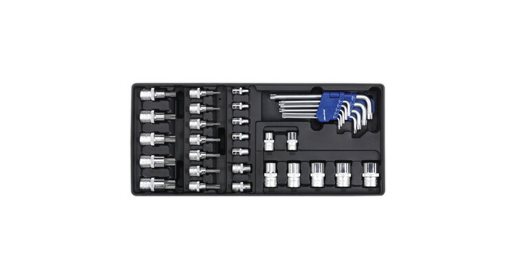 Sealey TBT08 Tool Tray with TRX-Star* Key, Socket Bit & Socket Set 35pc