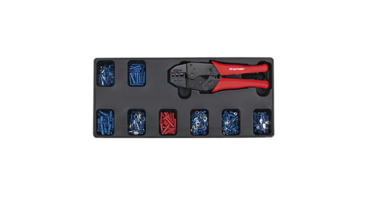 Sealey TBT16 Tool Tray with Ratchet Crimper & 325 Assorted Insulated Terminal Set