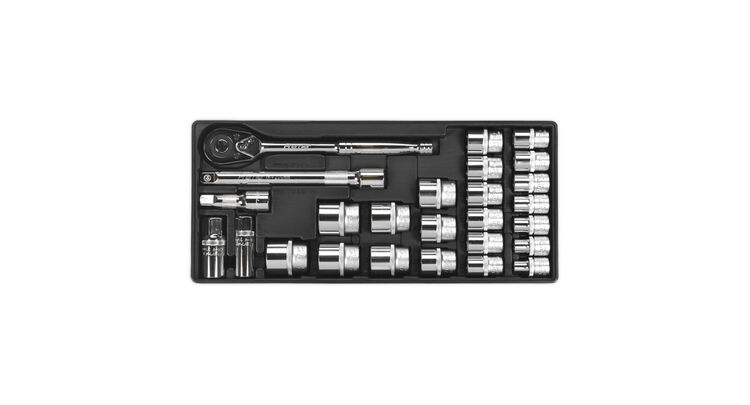 Sealey TBT21 Tool Tray with Socket Set 26pc 1/2"Sq Drive
