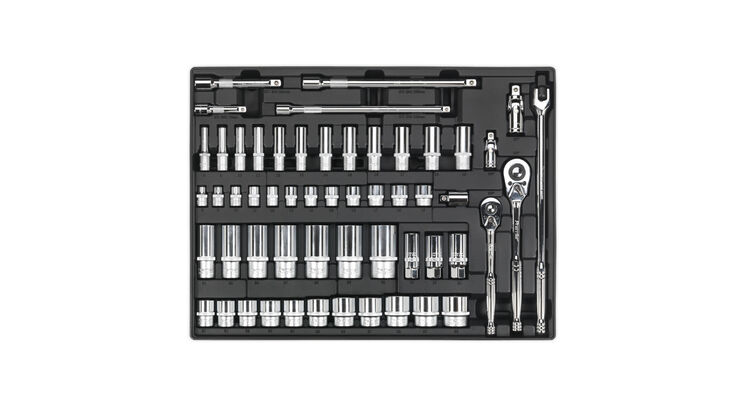 Sealey TBT31 Tool Tray with Socket Set 55pc 3/8" & 1/2"Sq Drive