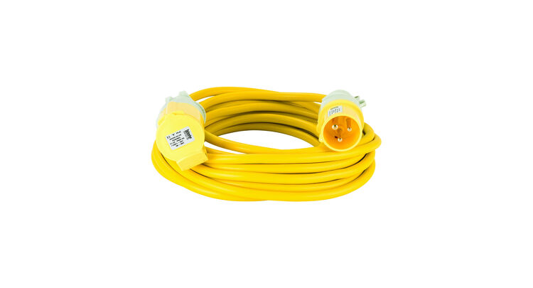 Defender 10M Extension Lead - 16A 2.5mm Cable - Yellow 110V