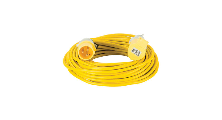 Defender 25M Extension Lead - 16A 1.5mm Cable - Yellow 110V