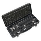 Sealey AK7972 Socket Set 28pc 1/2"Sq Drive 6pt WallDrive&amp;reg; Metric Black Series additional 1