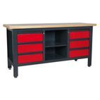 Sealey AP1905D Workstation with 6 Drawers &amp; Open Storage additional 5