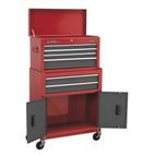 Sealey AP2200BB Topchest &amp; Rollcab Combination 6 Drawer with Ball Bearing Slides - Red/Grey additional 2