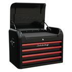 Sealey AP28104BR Topchest 4 Drawer Retro Style - Black with Red Anodised Drawer Pulls additional 2