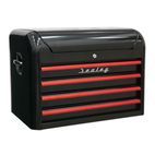 Sealey AP28104BR Topchest 4 Drawer Retro Style - Black with Red Anodised Drawer Pulls additional 1