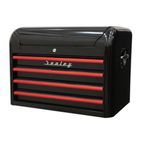 Sealey AP28104BR Topchest 4 Drawer Retro Style - Black with Red Anodised Drawer Pulls additional 7