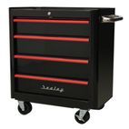 Sealey AP28204BR Rollcab 4 Drawer Retro Style- Black with Red Anodised Drawer Pulls additional 2