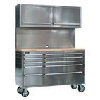 Sealey AP5520SS Mobile Stainless Steel Tool Cabinet 10 Drawer with Backboard &amp; 2 Wall Cupboards additional 11