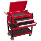 Sealey AP760M Heavy-Duty Mobile Tool &amp; Parts Trolley 2 Drawers &amp; Lockable Top - Red additional 3