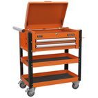 Sealey AP760MO Heavy-Duty Mobile Tool &amp; Parts Trolley 2 Drawers &amp; Lockable Top - Orange additional 1