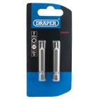 Draper 64244 2mm 1/4" Hex Hexagonal Insert Bit 50mm Long x 2 additional 2