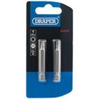 Draper 64254 4mm 1/4" Hex Hexagonal Insert Bit 50mm Long x 2 additional 2