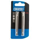 Draper 64296 5.5mm 1/4" Hex Plain Slot Insert Bit 75mm Long x 2 additional 2