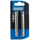 Draper 64308 6mm 1/4" Hex Plain Slot Insert Bit 75mm Long x 2 additional 2