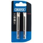 Draper 64310 8mm 1/4" Hex Plain Slot Insert Bit 75mm Long x 2 additional 2
