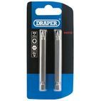 Draper 64312 No.2 1/4" Hex PZ Type Insert Bit 75mm Long x 2 additional 2