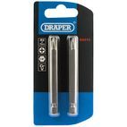 Draper 64315 No.2 1/4" Hex Cross Slot Insert Bit 75mm Long x 2 additional 2