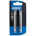 Draper 64318 2mm 1/4" Hex Hexagonal Insert Bit 75mm Long x 2 additional 2