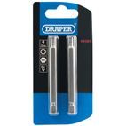Draper 64321 4mm 1/4" Hex Hexagonal Insert Bit 75mm Long x 2 additional 2