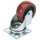 Draper 65518 100mm Dia. Swivel Plate Fi x ing Polyurethane Wheel - S.W.L. 125Kg additional 1