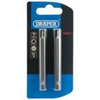 Draper 66827 T6 1/4" Hex TX-STAR&amp;#174; Insert Bit 75mm Long x 2 additional 2