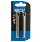 Draper 66829 T7 1/4" Hex TX-STAR&amp;#174; Insert Bit 75mm Long x 2 additional 2