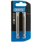 Draper 66852 T30 1/4" Hex TX-STAR&amp;#174; Insert Bit 75mm Long x 2 additional 2