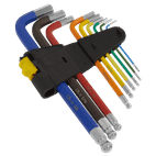 Sealey AK7197 Ball-End Hex Key Set 9pc Long Colour-Coded Imperial additional 2