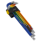 Sealey AK7198 Ball-End Hex Key Set Extra-Long 9pc Colour-Coded Imperial additional 1