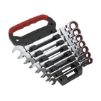 Sealey AK63943 Flexi-Head Ratchet Combination Spanner Set 7pc Metric Platinum Series additional 1
