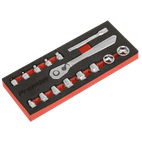 Sealey AK5783 Low Profile Socket Set 15pc 1/4"Sq Drive Metric additional 1