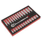 Sealey AK66721 Ratchet Wrench &amp; Socket Set 27pc 1/4"Sq Drive additional 1