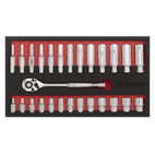 Sealey AK66721 Ratchet Wrench &amp; Socket Set 27pc 1/4"Sq Drive additional 3