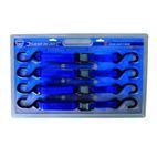 Silverline Cam Buckle Tie Down Strap S-Hook 2m x 25mm 4pk 2m x 25mm Rated 250kg Capacity 500kg additional 2