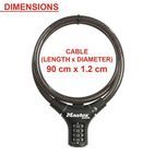 Master Lock Black Steel Rigid Combination Cable 0.9m x 12mm additional 6