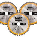 DEWALT DT1962 Construction Circular Saw Blade 3 Pack 216 x 30mm 2 x 24T 1 x 40T additional 1