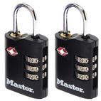 Master Lock TSA 3-Digit Combination Zinc 30mm Padlock x 2 additional 2