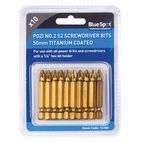 BlueSpot Tools Titanium Coated Screwdriver Bits PZ2 x 50mm (Pack 10) additional 1