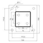 Picardy Bolt-Down Post Support 75x75mm additional 2