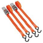 Sealey TD0540S2 Ratchet Tie Down 25mm x 4m Polyester Webbing with S Hooks 500kg Load Test - Pair additional 3