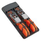 Sealey TD0540S2 Ratchet Tie Down 25mm x 4m Polyester Webbing with S Hooks 500kg Load Test - Pair additional 1