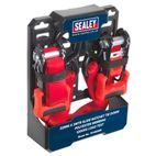 Sealey TD1202SR Slide Ratchet Tie Down 32mm x 3m Polyester Webbing with S Hooks 1200kg Load Test additional 1