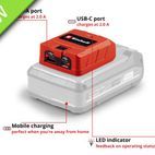 Einhell TC-CP 18 Li USB A/C-Solo USB Battery Adaptor additional 2