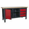 Sealey AP1905B Workstation with 3 Drawers, 1 Cupboard & Open Storage additional 3