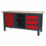 Sealey AP1905B Workstation with 3 Drawers, 1 Cupboard & Open Storage additional 4