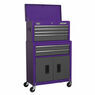 Sealey AP2200BBCP Topchest & Rollcab Combination 6 Drawer with Ball Bearing Slides - Purple/Grey additional 1