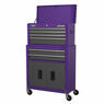 Sealey AP2200BBCP Topchest & Rollcab Combination 6 Drawer with Ball Bearing Slides - Purple/Grey additional 5