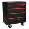 Sealey AP28204BR Rollcab 4 Drawer Retro Style- Black with Red Anodised Drawer Pulls additional 1